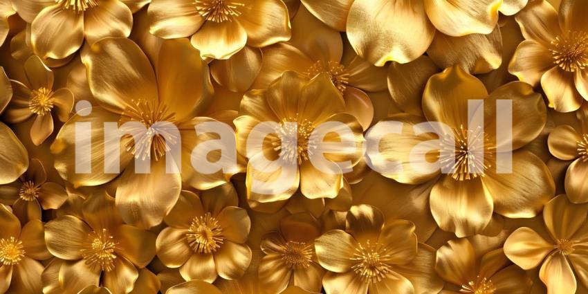 Golden Floral Radiance: A Luxurious Display of Shimmering Blooms