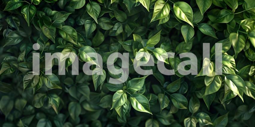 Lush Green Wall: A Vibrant Display of Foliage on a Concrete Surface