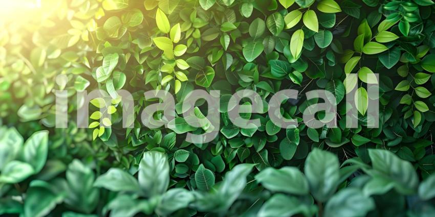 Lush Green Wall: A Vibrant Display of Foliage on a Concrete Surface