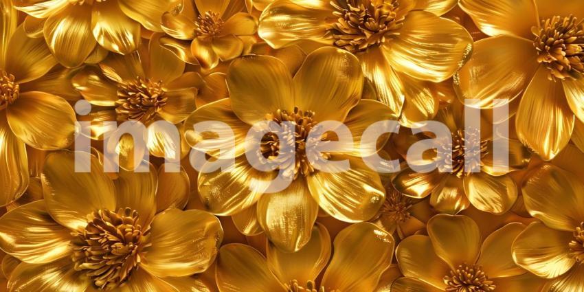 Golden Floral Radiance: A Luxurious Display of Shimmering Blooms