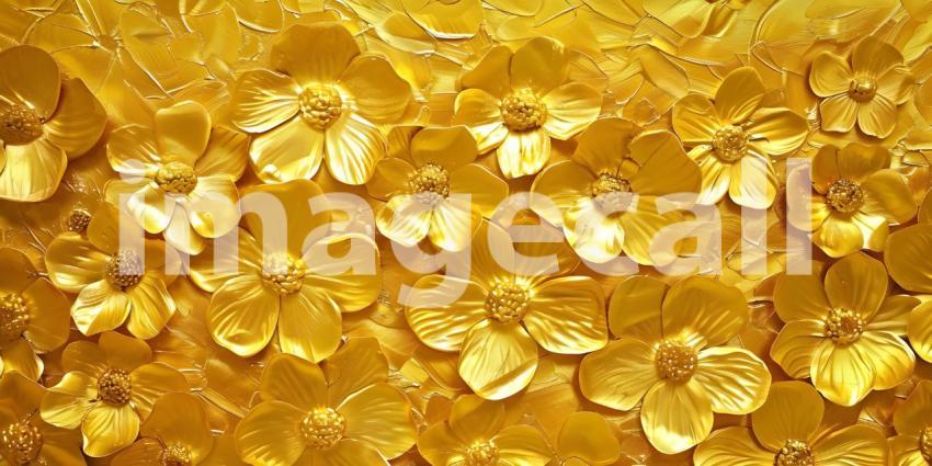 Golden Floral Radiance: A Luxurious Display of Shimmering Blooms