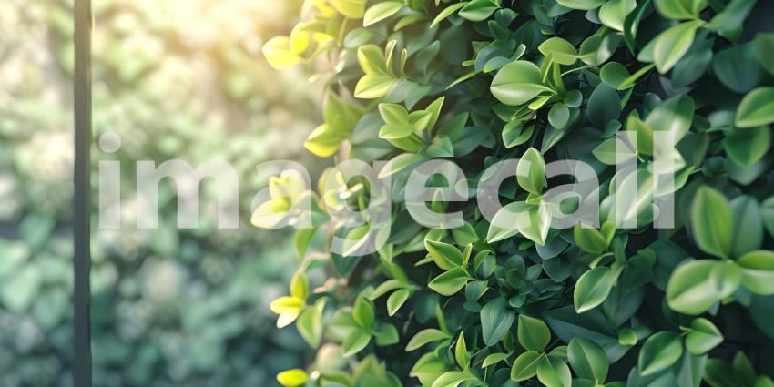 Lush Green Wall: A Vibrant Display of Foliage on a Concrete Surface