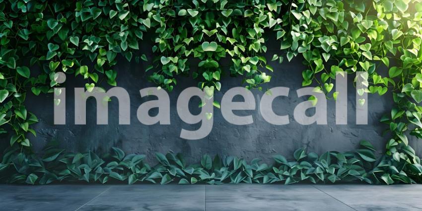 Lush Green Wall: A Vibrant Display of Foliage on a Concrete Surface