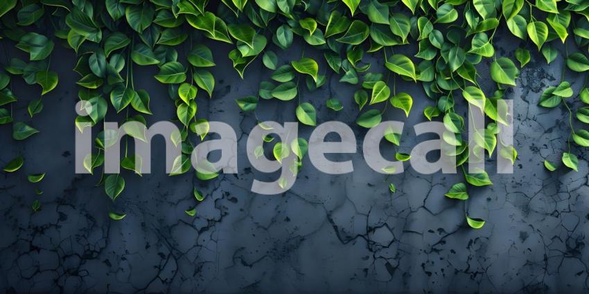 Lush Green Wall: A Vibrant Display of Foliage on a Concrete Surface