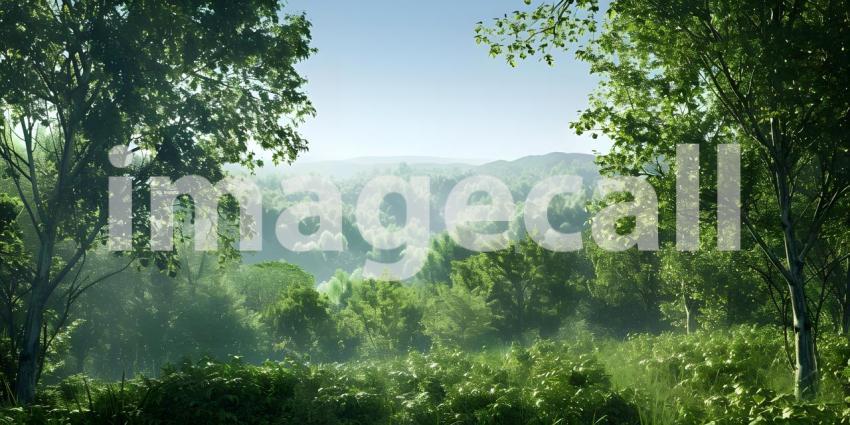 Sun-Dappled Forest: A Luminous Meadow Bathed in Sunlight