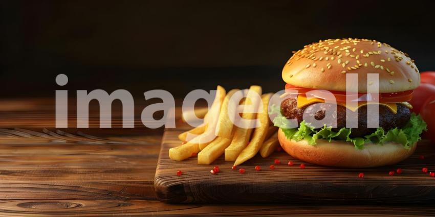 Classic Burger Combo: A Juicy Patty, Crispy Fries, and All the Fixings