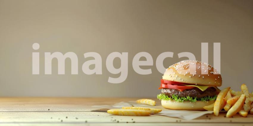 Classic Burger Combo: A Juicy Patty, Crispy Fries, and All the Fixings