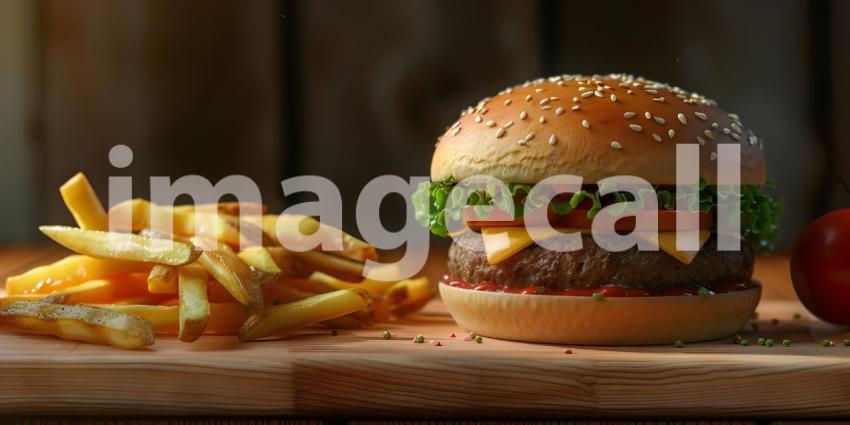 Classic Burger Combo: A Juicy Patty, Crispy Fries, and All the Fixings