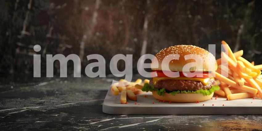 Classic Burger Combo: A Juicy Patty, Crispy Fries, and All the Fixings