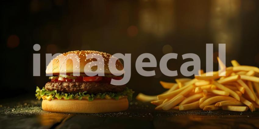 Classic Burger Combo: A Juicy Patty, Crispy Fries, and All the Fixings