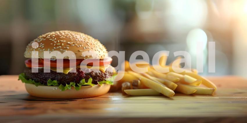 Classic Burger Combo: A Juicy Patty, Crispy Fries, and All the Fixings