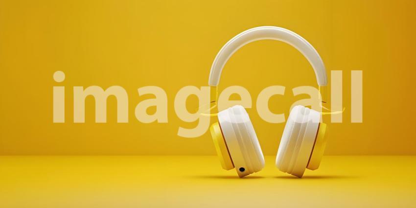 Neon Glow: A Vibrant Pair of Headphones Illuminated by Pink and Blue Lights