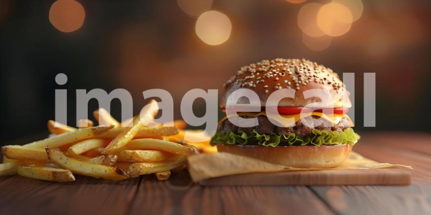 Classic Burger Combo: A Juicy Patty, Crispy Fries, and All the Fixings