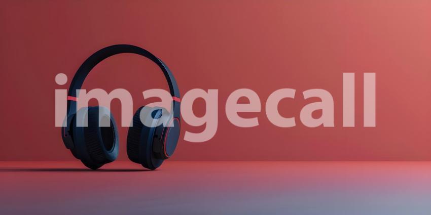 Neon Glow: A Vibrant Pair of Headphones Illuminated by Pink and Blue Lights