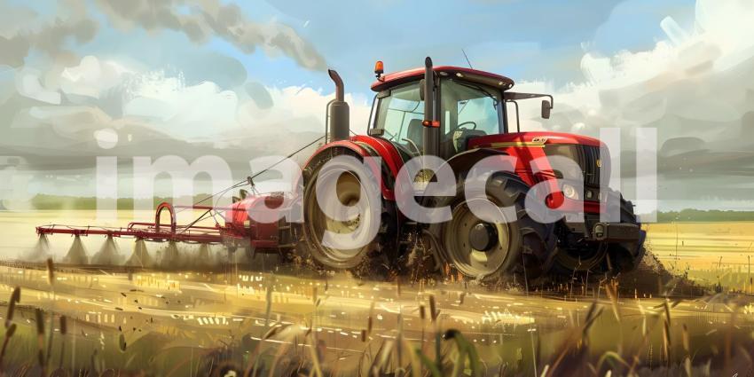 Agricultural Spraying: A Tractor Applying Fertilizer or Pesticide on a Farmland