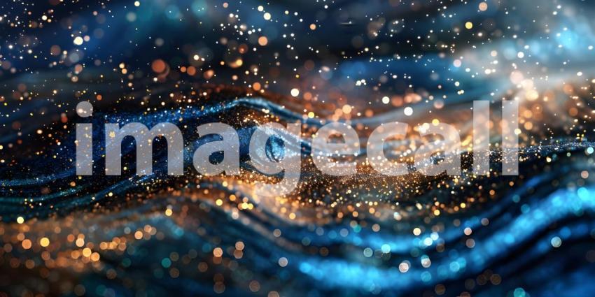 Cosmic Dreamscape: A Dreamy Landscape of Shimmering Colors and Celestial Lights