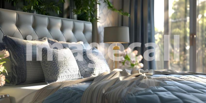 Luxurious Retreat: A Sumptuous Bedroom with Rich Wood Accents and Warm Lighting