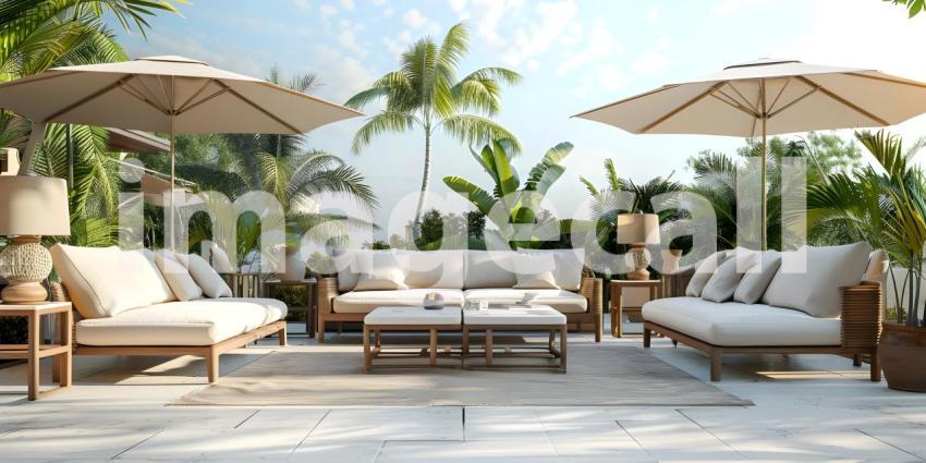 Architectural Design: A Luxurious Terrace with a Pergola and Ocean Views, Outdoor Living Space: A Spacious Patio with Comfortable Seating and Ocean Views