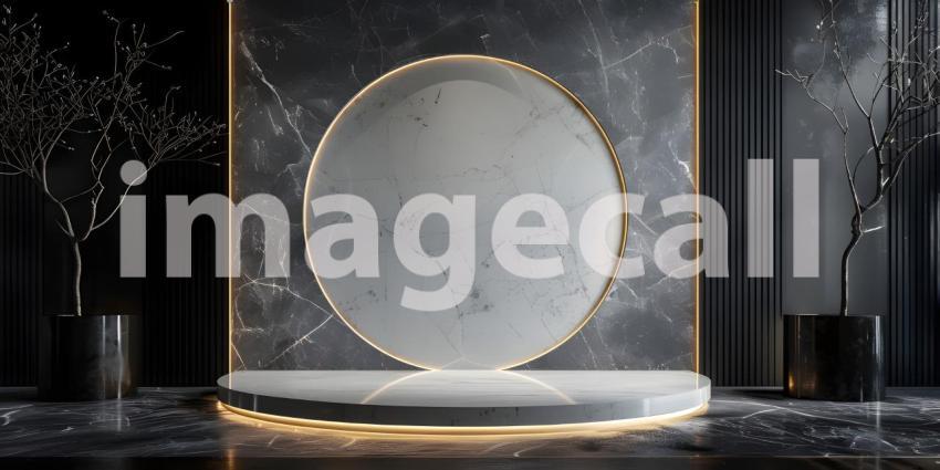 Monochrome Minimalism: A Modern Stage Illuminated by Warm Light