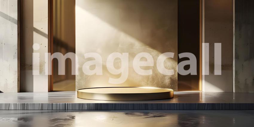 Monochrome Minimalism: A Modern Stage Illuminated by Warm Light