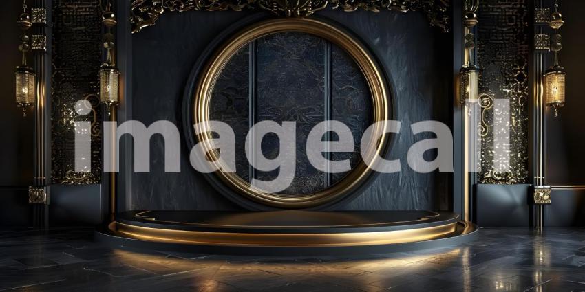 Monochrome Minimalism: A Modern Stage Illuminated by Warm Light