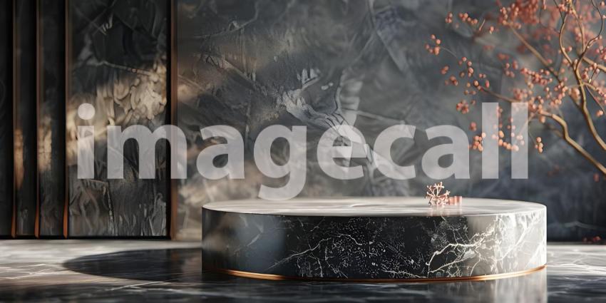 Monochrome Minimalism: A Modern Stage Illuminated by Warm Light