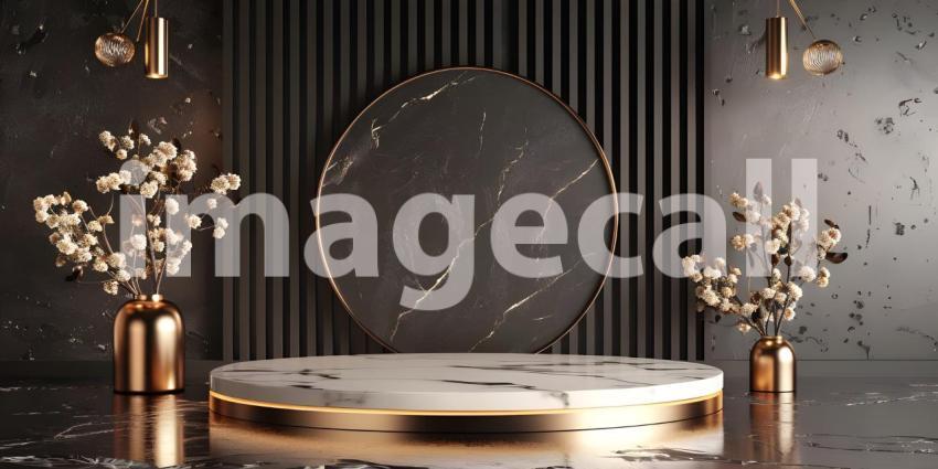 Monochrome Minimalism: A Modern Stage Illuminated by Warm Light