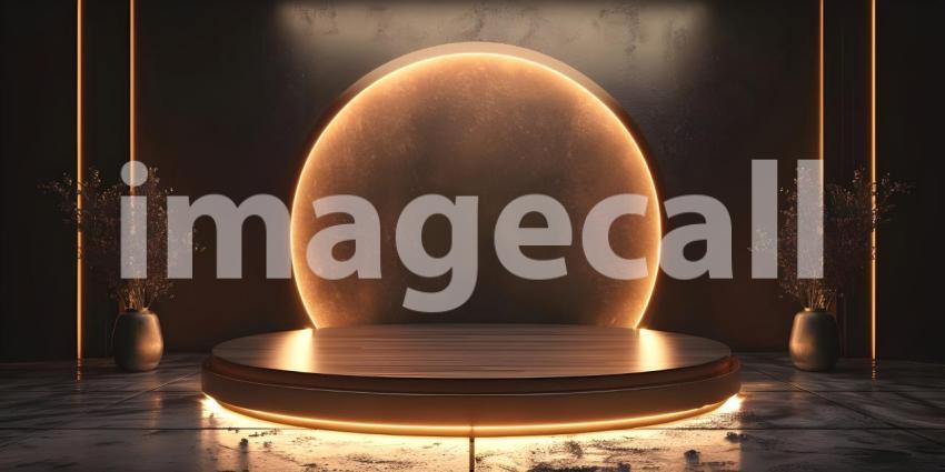 Monochrome Minimalism: A Modern Stage Illuminated by Warm Light