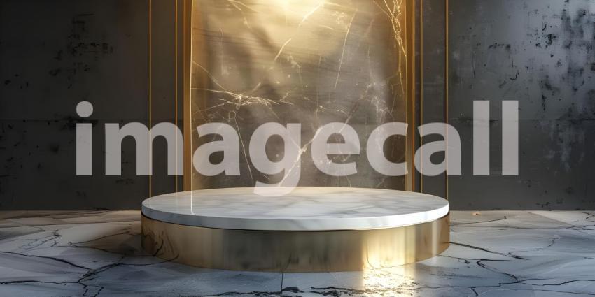 Monochrome Minimalism: A Modern Stage Illuminated by Warm Light