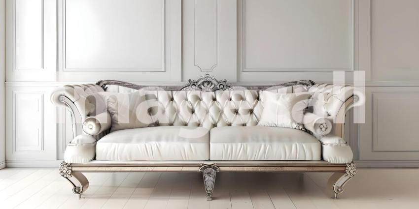 Interior Design: A Modern Living Room with a White Velvet Sofa and Gold Accents