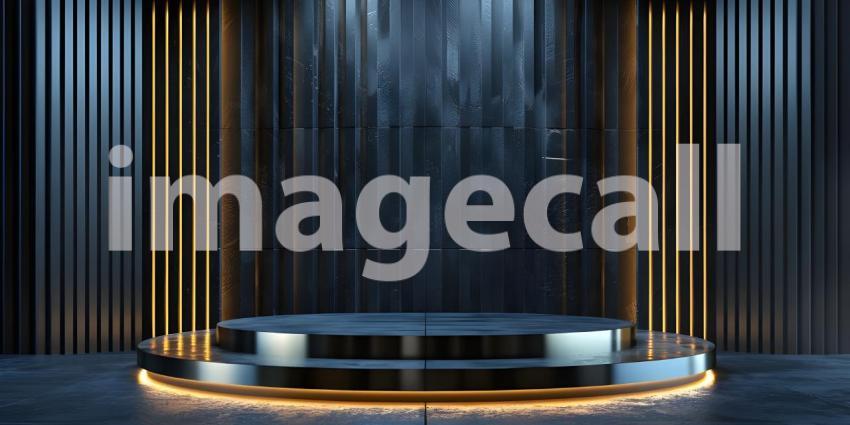 Monochrome Minimalism: A Modern Stage Illuminated by Warm Light