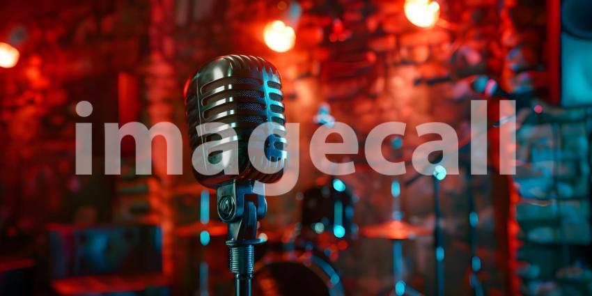 Awaiting the Melody, A Vintage Microphone Stands Ready