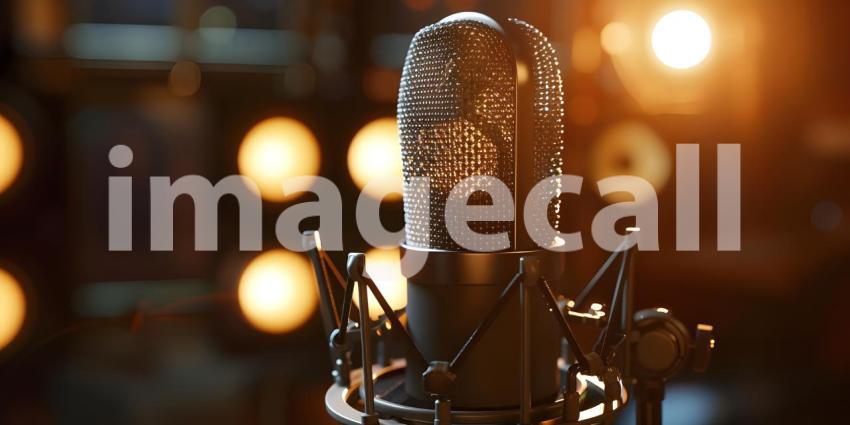 Awaiting the Melody, A Vintage Microphone Stands Ready