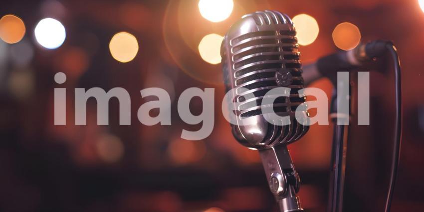 Awaiting the Melody, A Vintage Microphone Stands Ready