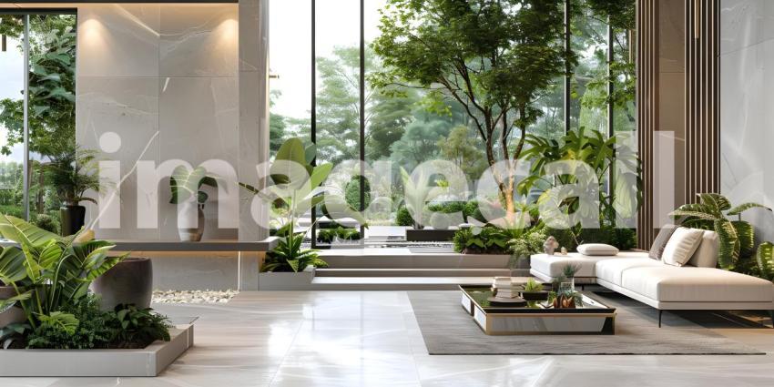 Modern Oasis: Where Indoor Living Meets Lush Greenery