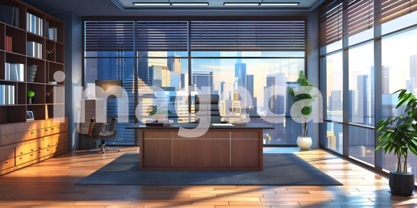 Modern Executive Office with Cityscape Views