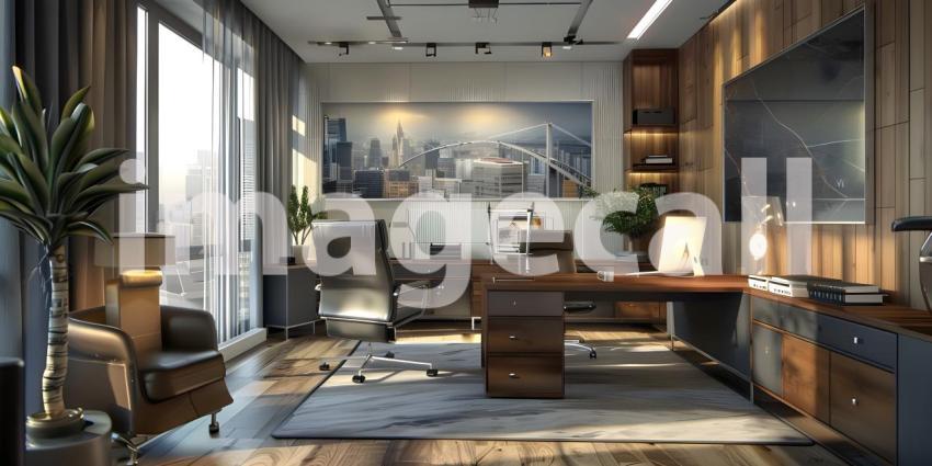 Modern Executive Office with Cityscape Views