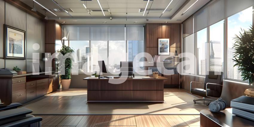 Modern Executive Office with Cityscape Views