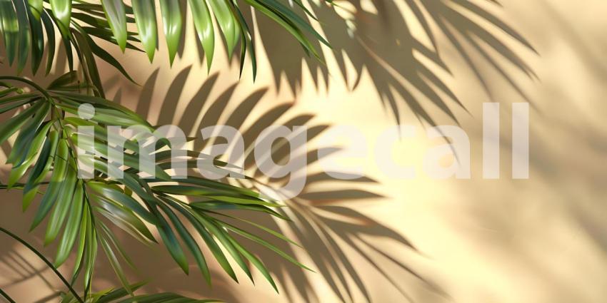 Sunlight Dappling Through Lush Palm Leaves, Tropical Shadows and Sunlight