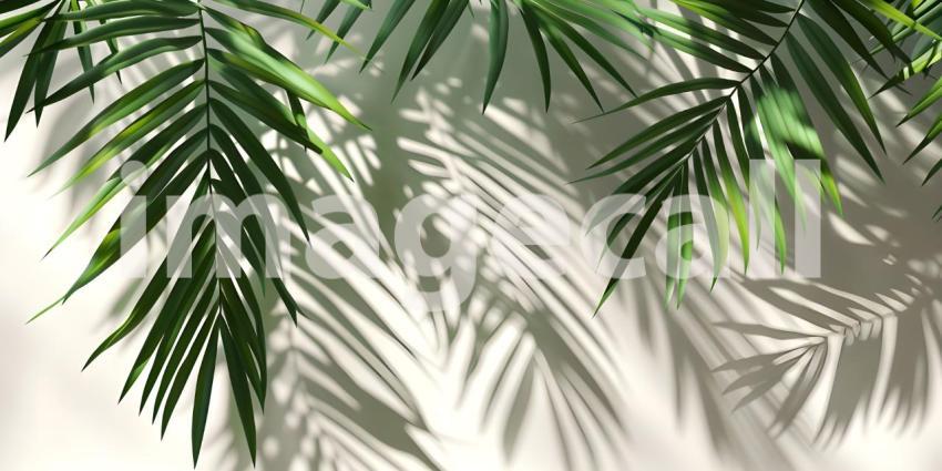 Sunlight Dappling Through Lush Palm Leaves, Tropical Shadows and Sunlight