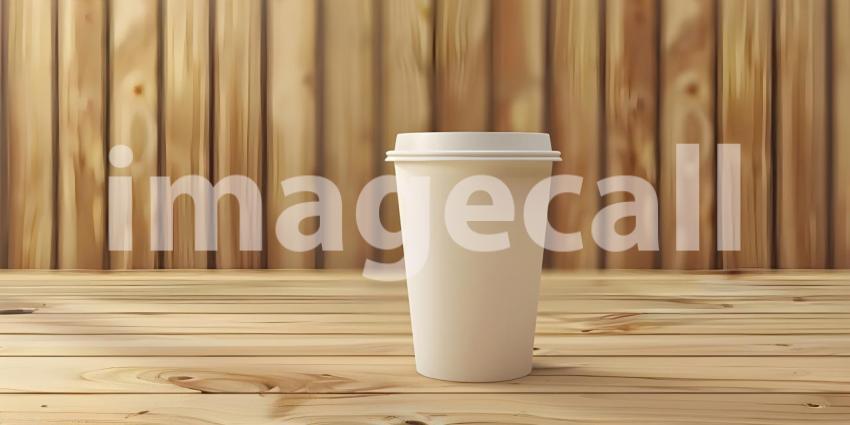 The Perfect Pick-Me-Up: A Coffee on a Cozy Wooden Table Mockup