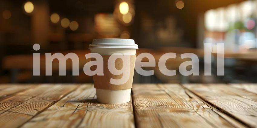 The Perfect Pick-Me-Up: A Coffee on a Cozy Wooden Table Mockup