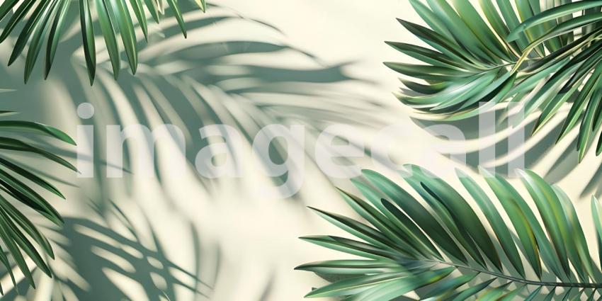 Sunlight Dappling Through Lush Palm Leaves, Tropical Shadows and Sunlight