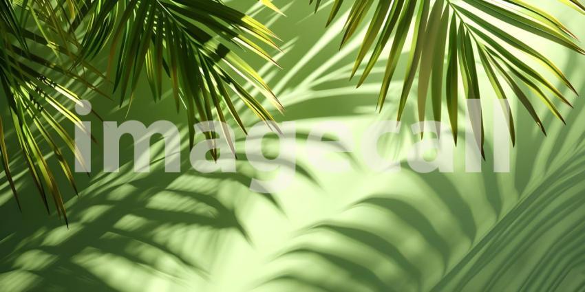 Sunlight Dappling Through Lush Palm Leaves, Tropical Shadows and Sunlight