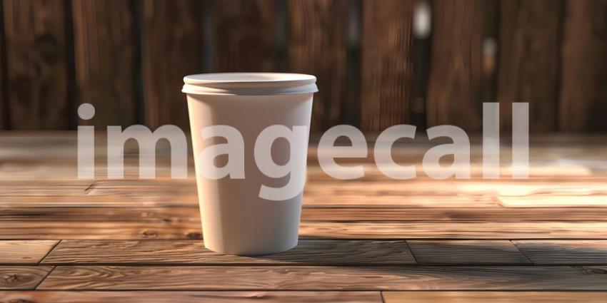 The Perfect Pick-Me-Up: A Coffee on a Cozy Wooden Table Mockup