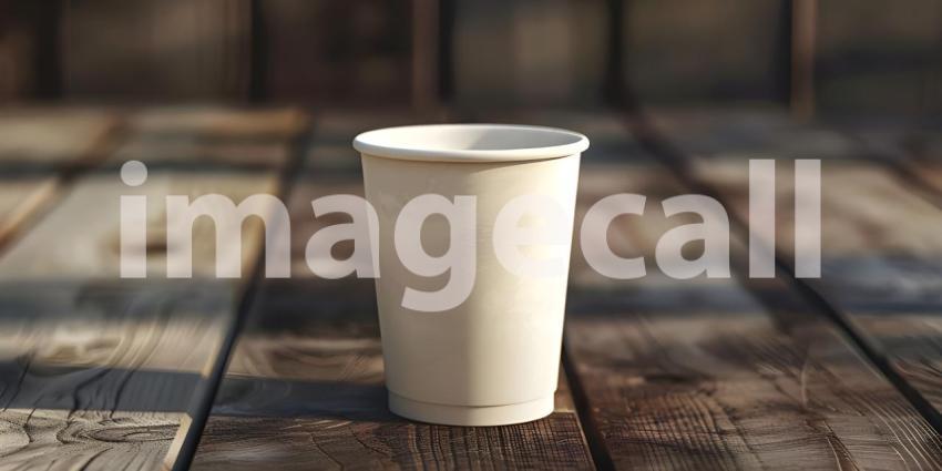 The Perfect Pick-Me-Up: A Coffee on a Cozy Wooden Table Mockup