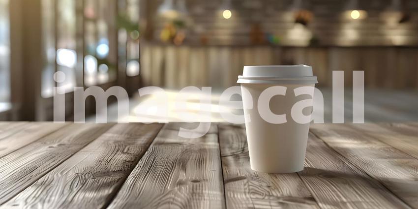 The Perfect Pick-Me-Up: A Coffee on a Cozy Wooden Table Mockup