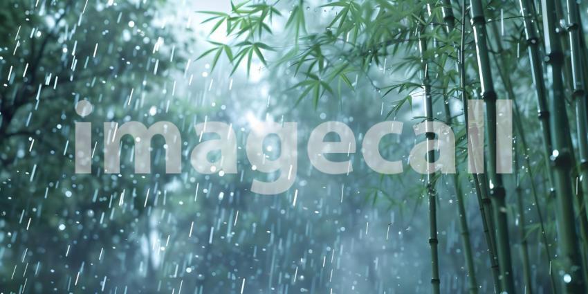Bamboo Forest Bathed in a Summer Rain