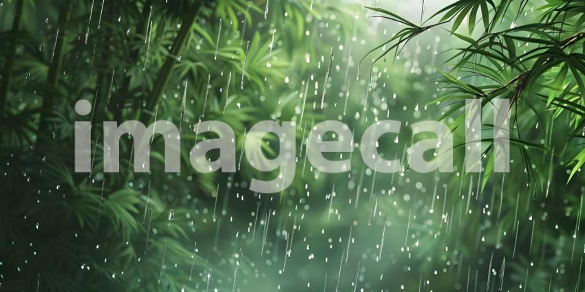Bamboo Forest Bathed in a Summer Rain