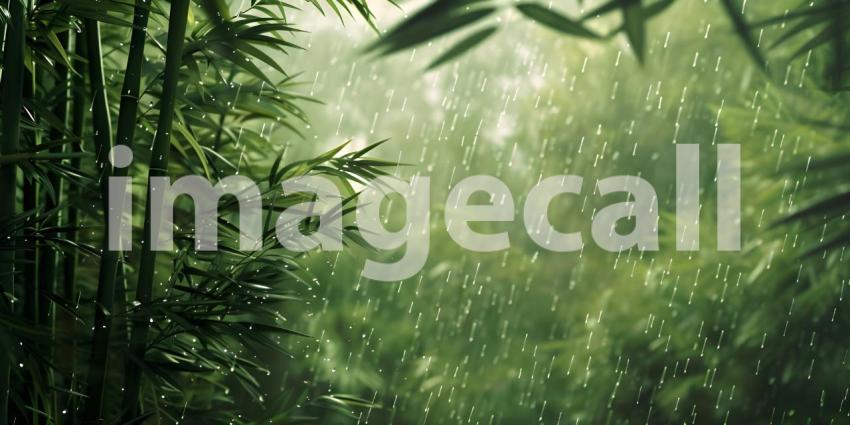 Bamboo Forest Bathed in a Summer Rain